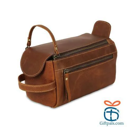 KomalC Leather Toiletry Bag