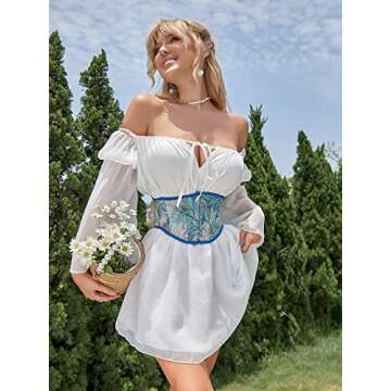 Alivila.Y Vintage Denim Corset Short Torso Floral Bustier