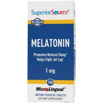 Superior Source Melatonin 1 mg, Under The Tongue Quick Dissolve Micro Tablets, 100 Ct, with Chamomile, Natural Sleep Support, for Adults, Non-GMO