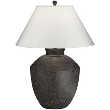 Pacific Coast Lighting 64V99 Massa Black Terracota 1-Light 150W Table Lamp,Resin