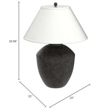 Pacific Coast Lighting 64V99 Massa Black Terracota 1-Light 150W Table Lamp,Resin