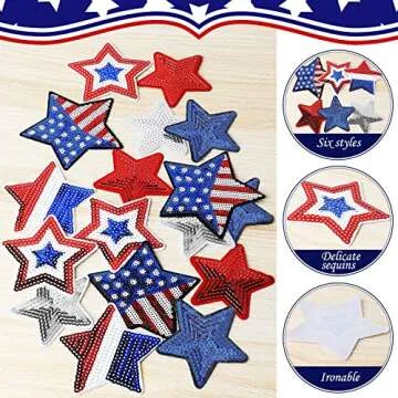 Patriotic Sequin Star Patches for DIY Crafts and Style