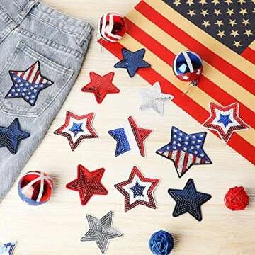 Patriotic Sequin Star Patches for DIY Crafts and Style