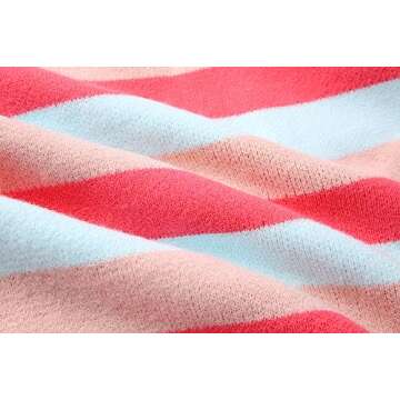 JASCLS Winter Long Sleeve Cable Knitted Color Block Boho Sweater Cardigans Chunky Sweater Cardigans for Women Rose Pink