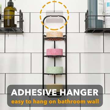 SpaceAid 4 Tier Shampoo Bar Holder for Shower, Self Draining Soap Bar Holders Caddy for Bathroom Wal...