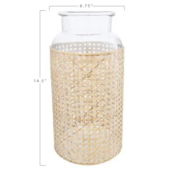 Elegant Bloomingville Glass Vase with Cane Sleeve