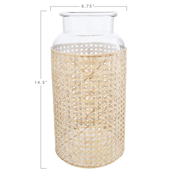Elegant Bloomingville Glass Vase with Cane Sleeve