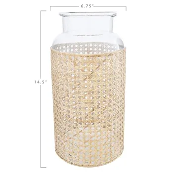 Elegant Bloomingville Glass Vase with Cane Sleeve