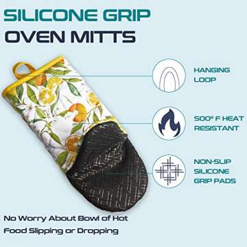 Sugelary Oven Mitts - Stylish Heat Resistant Kitchen Gloves