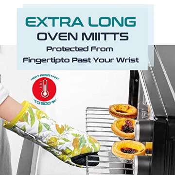 Sugelary Oven Mitts - Stylish Heat Resistant Kitchen Gloves