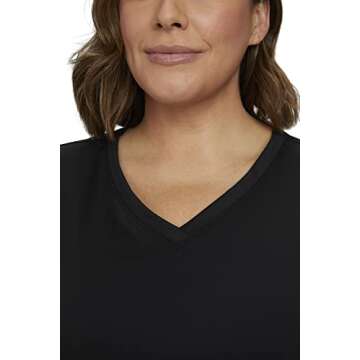 Healing Hands Women's Scrub Top V-Neck with 2 Pockets, 2-Way Stretch, and Yoga Knit Side Panels for Slim Fit 2245, M, Black