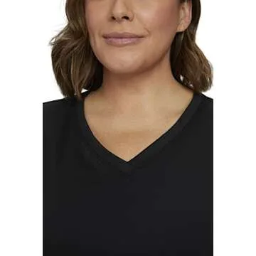 Healing Hands Women's Scrub Top V-Neck with 2 Pockets, 2-Way Stretch, and Yoga Knit Side Panels for Slim Fit 2245, M, Black