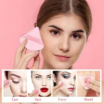 Pimoys 9 Pieces Powder Puff Face Triangle Makeup Puff for Loose Powder Setting Powder, Soft Makeup F...