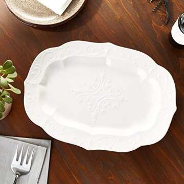Lenox French Perle Large Serving Platter, White -