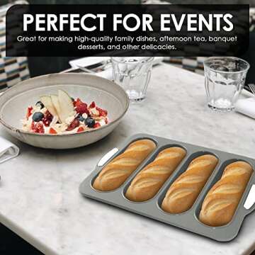 EDN Innovative Ventures French Bread Baking Pan - Nonstick Silicone Baguette Tray, Dark Gray