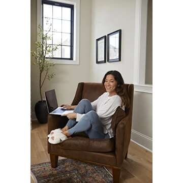 Dearfoams womens Jessica Furry Cross Band Slide Slipper, Alabaster, Small US