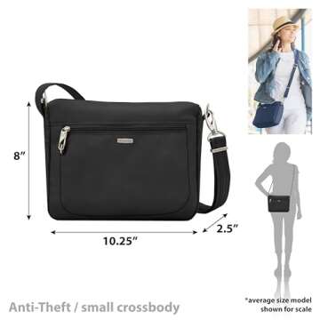 Travelon Anti-Theft Classic Small East/West Crossbody Bag with RFID Protection