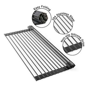 Lauliven Roll Up Dish Drying Rack, Versatile Kitchen Tool