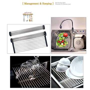 Lauliven Roll Up Dish Drying Rack, Versatile Kitchen Tool