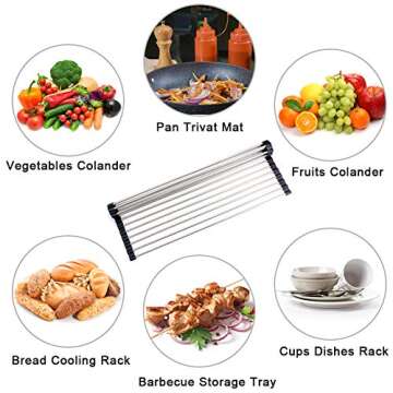 Lauliven Roll Up Dish Drying Rack, Versatile Kitchen Tool