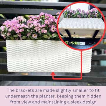 LaLaGreen Outdoor Rail Planter - 20 Inch Railing Planters