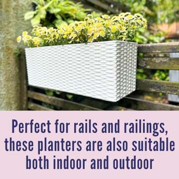 LaLaGreen Outdoor Rail Planter - 20 Inch Railing Planters