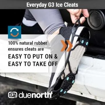 Due North Everyday G3 Ice Cleats for Shoes & Boots - Traction Spikes for Men & Women to Improve Grip on Snow & Ice