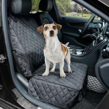 PETICON Waterproof Front Seat Car Cover 2 Pack, Full Protection Dog Car Seat Cover with Side Flaps, Nonslip Scratchproof Captain Chair Seat Cover Fits for Cars, Trucks, SUVs, Jeep, Black