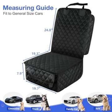 PETICON Waterproof Front Seat Car Cover 2 Pack, Full Protection Dog Car Seat Cover with Side Flaps, Nonslip Scratchproof Captain Chair Seat Cover Fits for Cars, Trucks, SUVs, Jeep, Black