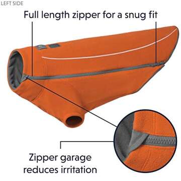 Ruffwear Canyonlands Orange Dog Fleece Jacket - Small | Warm & Quick Drying
