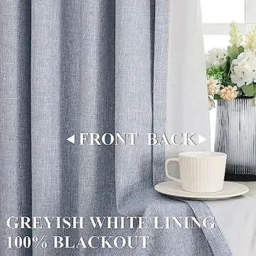 Vision Home Chambray Blue Pinch Pleated Full Blackout Curtains Room Darkening Window Curtains 84 inch for Living Room Bedroom Thermal Insulated Pinch Pleat Drapes with Hooks Back Tab 2 Panel 40"Wx84"L
