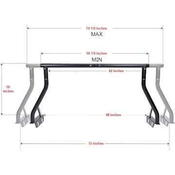 TMS Steel Adjustable Pickup Truck Rack 2 Bar Set