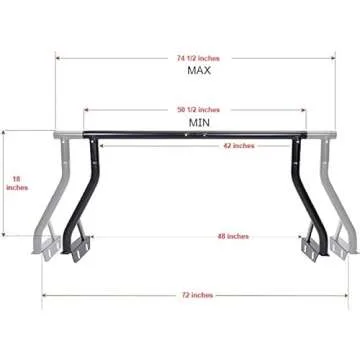 TMS Steel Adjustable Pickup Truck Rack 2 Bar Set