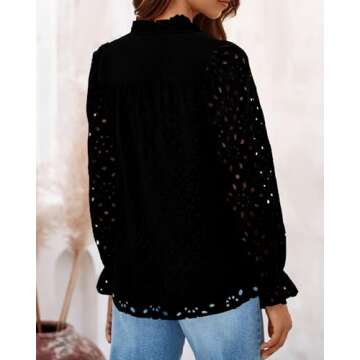BTFBM Women Lace Eyelet Tops for Elegant Casual Outfits