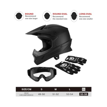 TCT-MOTORPARTS DOT Youth Kids Dirt Bike Full Face Helmets - Motocross Motorcycle ATV Offroad Matte B...