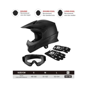 TCT-MOTORPARTS DOT Youth Kids Dirt Bike Full Face Helmets - Motocross Motorcycle ATV Offroad Matte B...