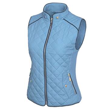 KOGMO Womens Quilted Fully Lined Lightweight Zip Up Vest S-3X