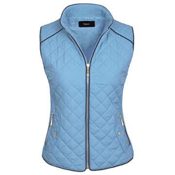 KOGMO Womens Quilted Fully Lined Lightweight Zip Up Vest S-3X
