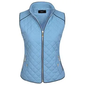 KOGMO Womens Quilted Fully Lined Lightweight Zip Up Vest S-3X