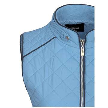 KOGMO Womens Quilted Fully Lined Lightweight Zip Up Vest S-3X