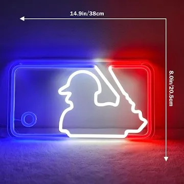 JianJung Neon Baseball Sign for Room with Dimmable LED Lights