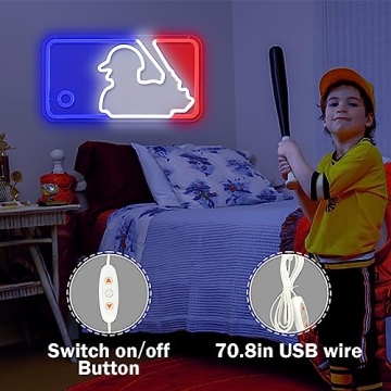 JianJung Neon Baseball Sign for Room with Dimmable LED Lights