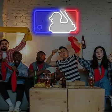 JianJung Neon Baseball Sign for Room with Dimmable LED Lights