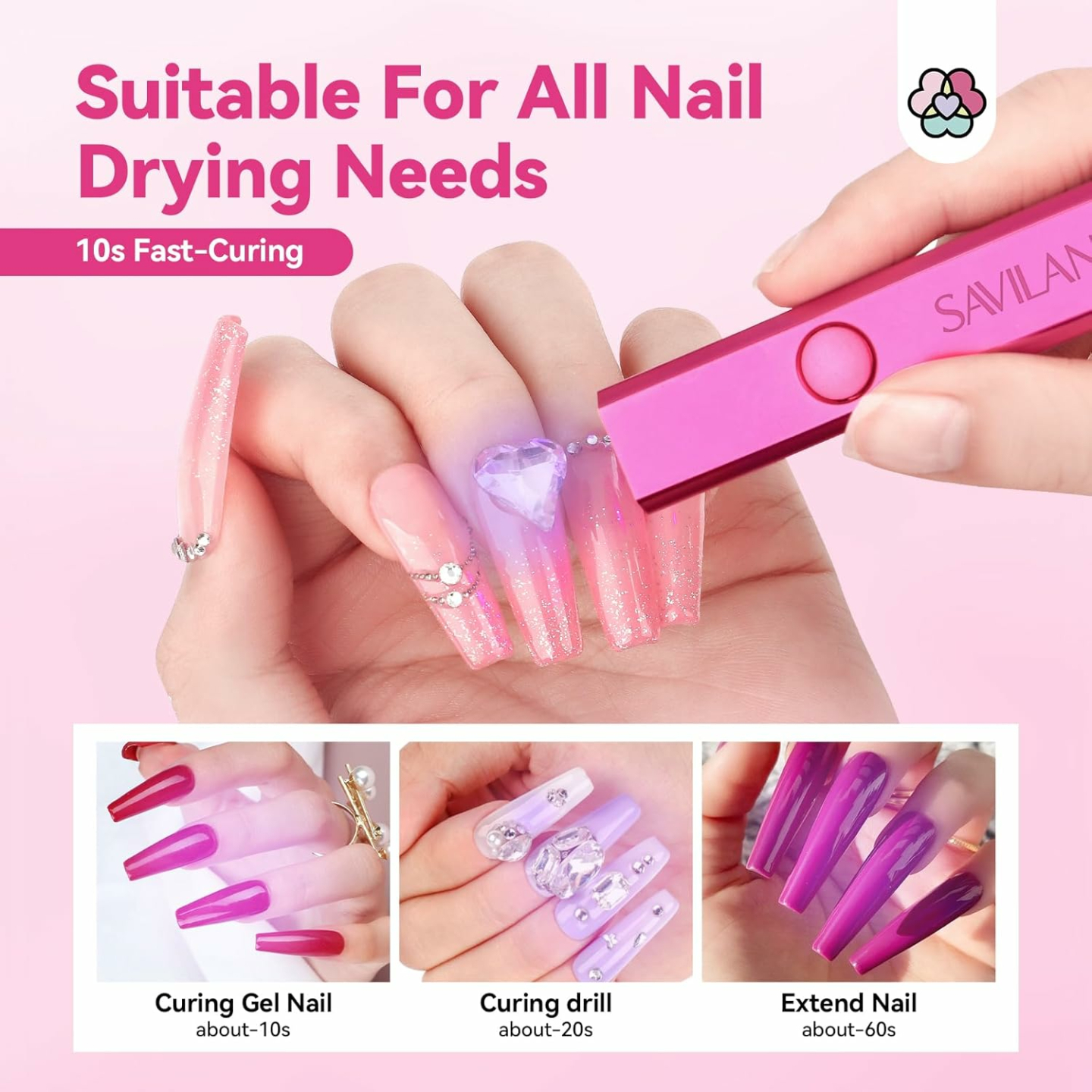 SAVILAND Handheld 12W Nail Lamp for Quick Curing