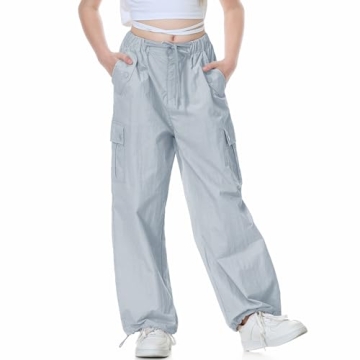 Rolanko Girls Y2K Blue Parachute Pants Comfortable Streetwear