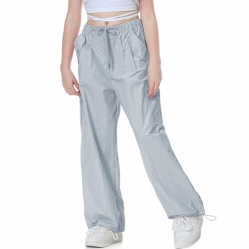 Rolanko Girls Y2K Blue Parachute Pants Comfortable Streetwear