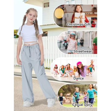 Rolanko Girls Y2K Blue Parachute Pants Comfortable Streetwear