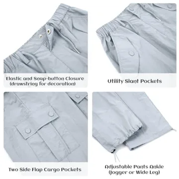 Rolanko Girls Y2K Blue Parachute Pants Comfortable Streetwear