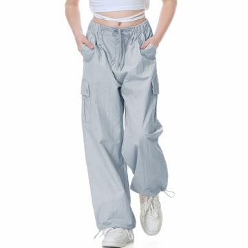 Rolanko Girls Y2K Blue Parachute Pants Comfortable Streetwear