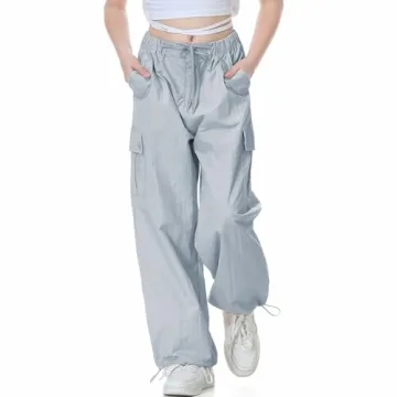 Rolanko Girls Y2K Blue Parachute Pants Comfortable Streetwear